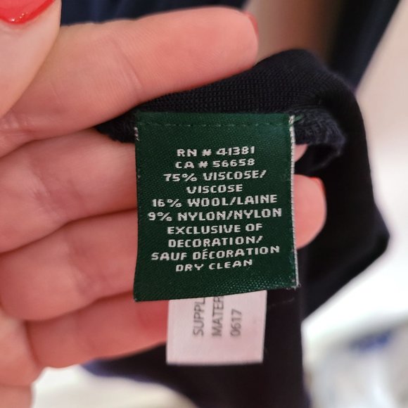 Lauren Ralph Lauren Navy Boatneck Wool Blend Tunic Top Women's Size M - Picture 5 of 8